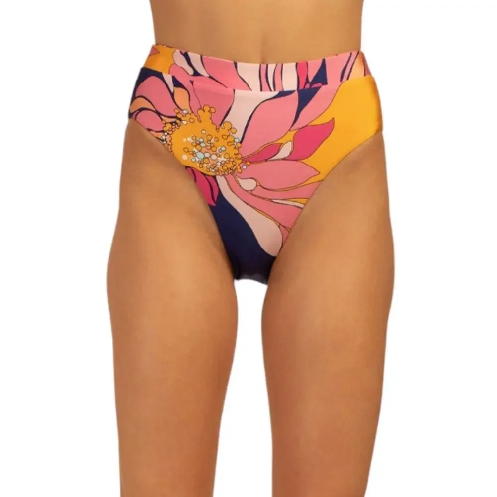 Trina Turk Fold Over High Waist Bikini Bottom